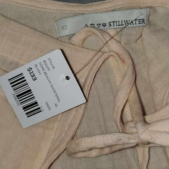 STILLWATER Some Beachy Shorteral Slubbed Cotton Peach Short Overalls NWT XS - Picture 6 of 12